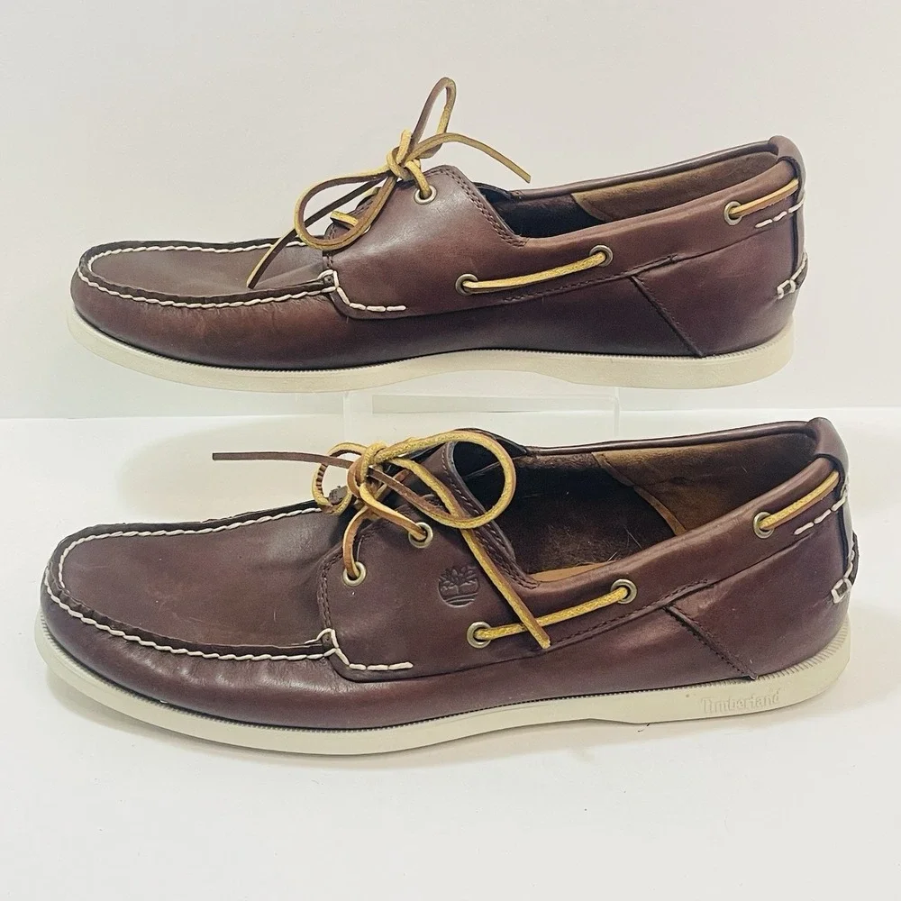 TIMBERLAND Earth Keepers Brown Heritage 2 Eye Boat Shoes Mens Size 14 W